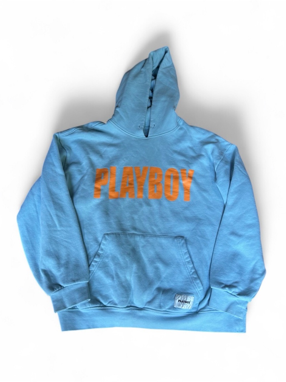 Men’s PLAYBOY Baby Blue Hoodie with Orange Logo